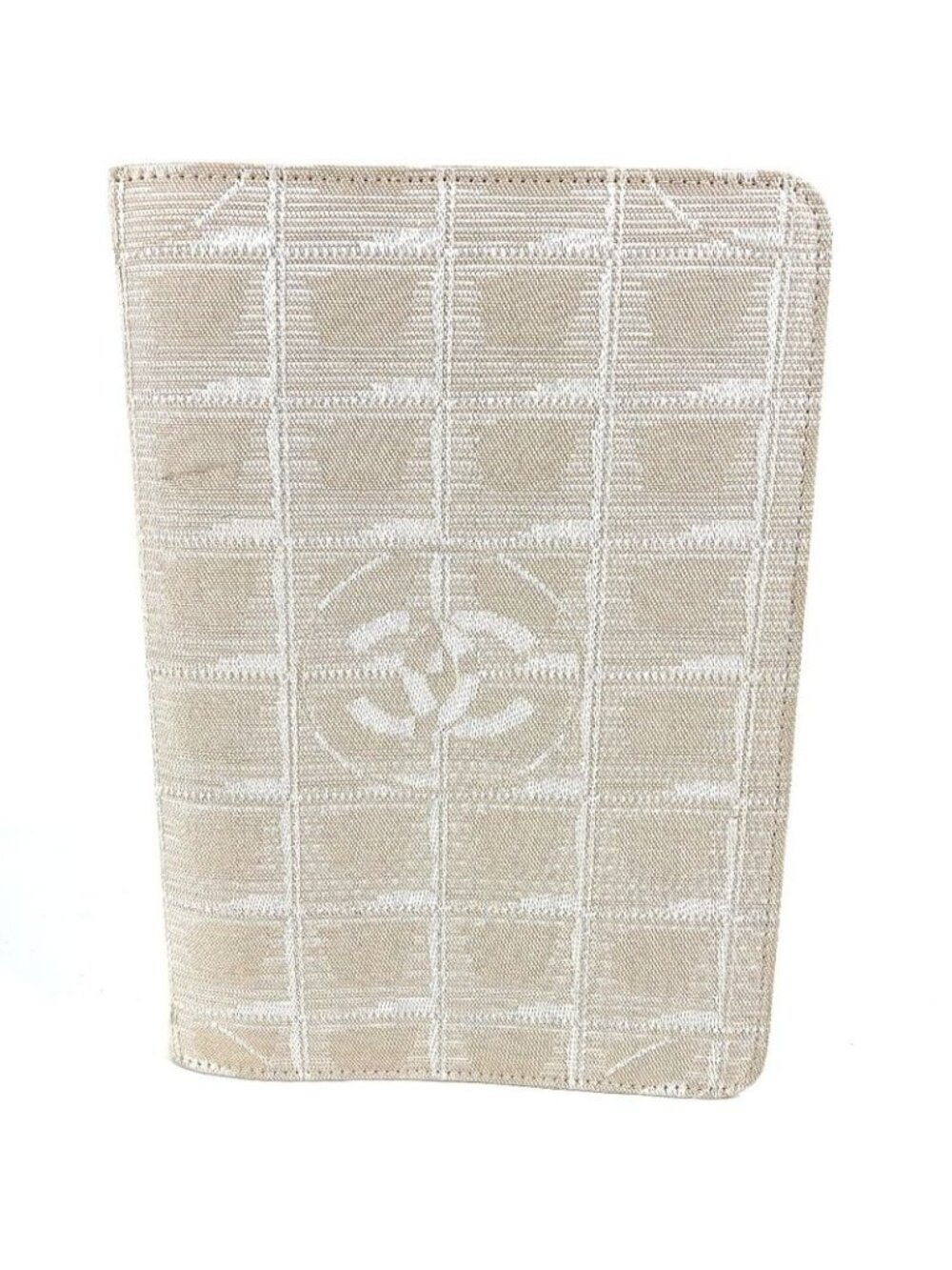 Chanel Notebook Cover Logo Nylon Canvas Beige